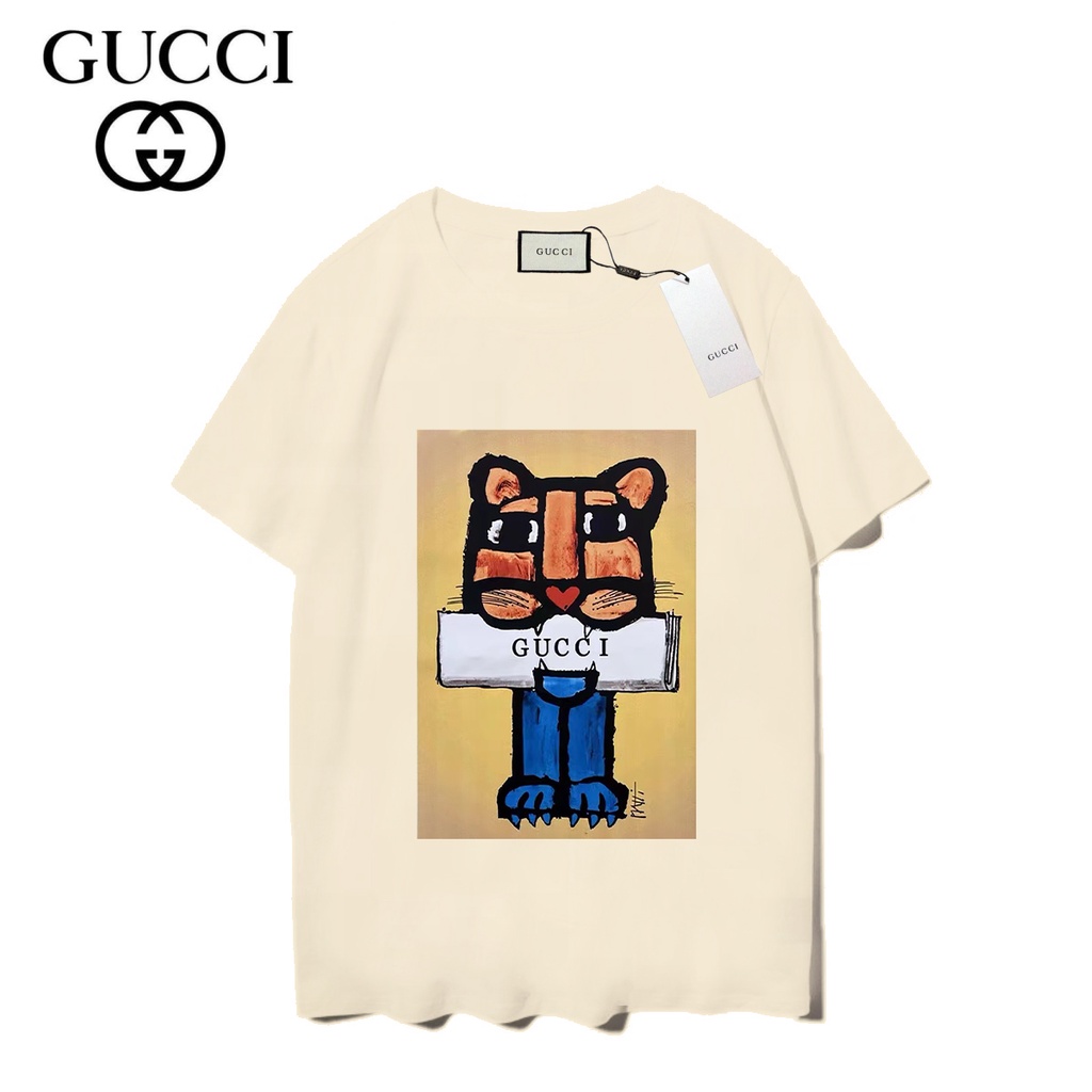 Gucci Áo Thun cotton Ngắn Tay In Họa Tiết Thời Trang Cá Tính