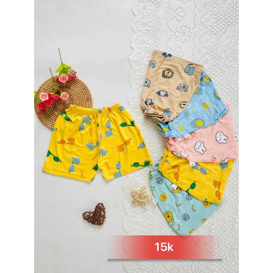 Quần đùi chục cho bé gái bé trai chất thun lạnh cotton họa tiết đáng yêu