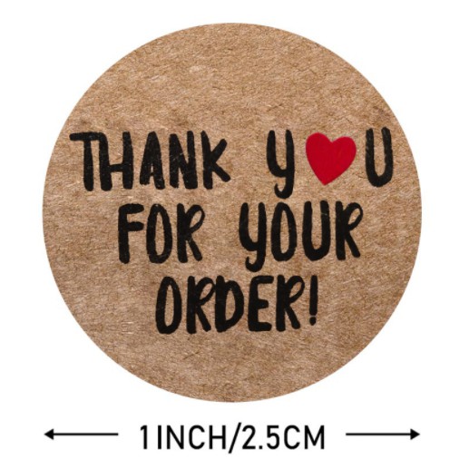 20 miếng dán cảm ơn bằng giấy kraft trang trí quà tặng
