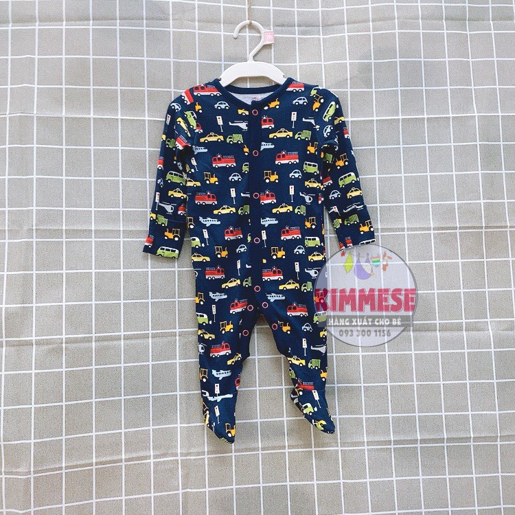 [Mã KIMFS33 Hoàn 5K Đơn 59K] Sleepsuit Bộ Body Cho Bé Cotton D.Stores Xanh Xe Đỏ Vàng Cúc Bấm - Đồ Ngủ Cho Bé