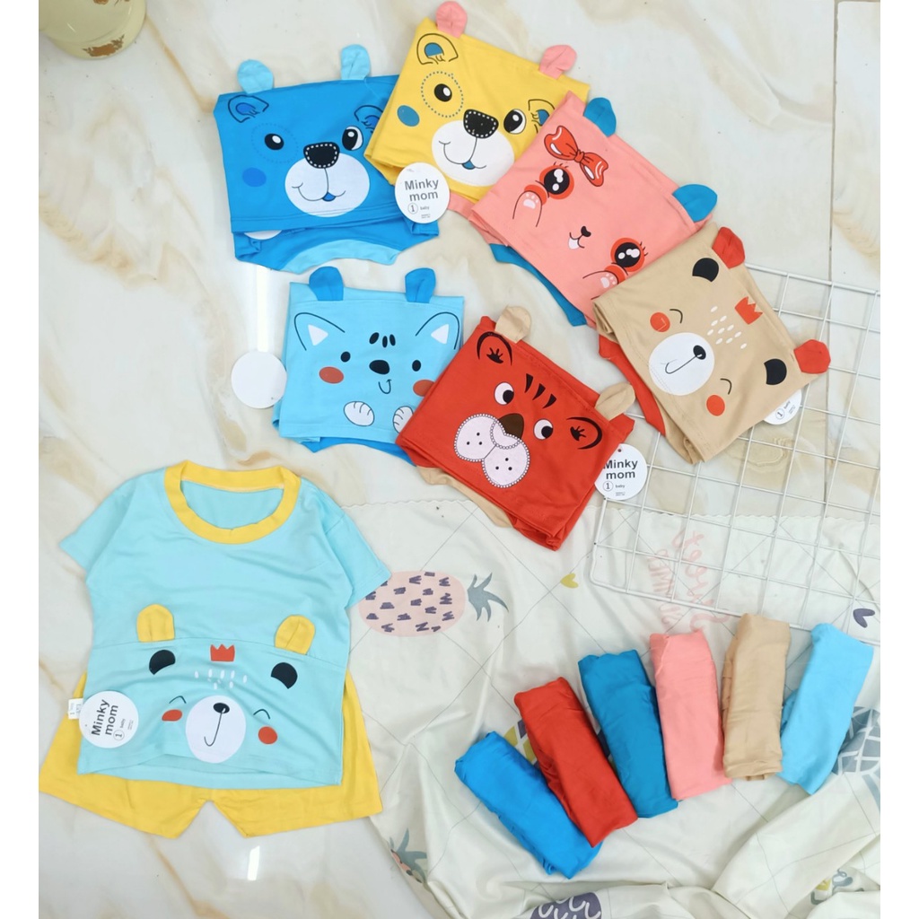 [A34 - Nhiều mẫu, siêu rẻ] Bộ Cộc Tay Thun Lạnh Hoạt Hình Minky Mom Chất Vải Mềm Mát Co Giãn 4 Chiều