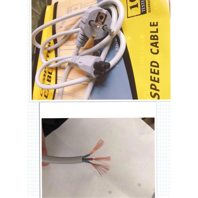 Dây Nguồn Laptop Xịn Dài 1.5m Màu Xám Arigato Dây Dẻo Bền.DNLX