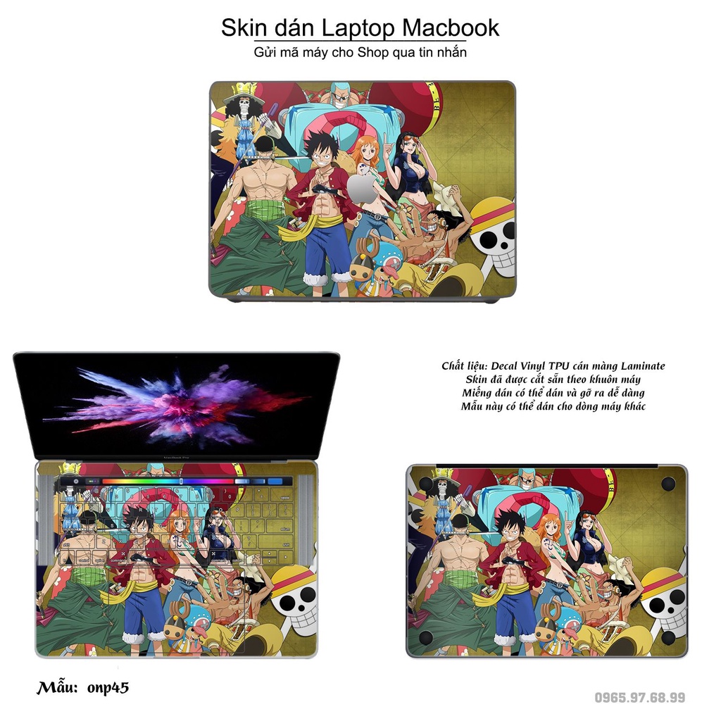 Skin dán Macbook mẫu One Piece (đã cắt sẵn, inbox mã máy cho shop)