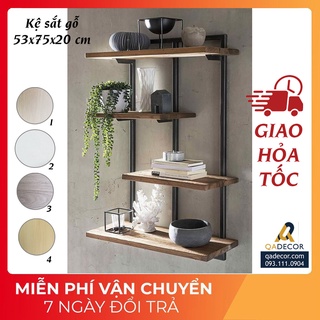 Kệ sắt hộp trang trí treo tường QAK10-11 decor nội thất lắp ráp 2022 KT 53x20x75 cm