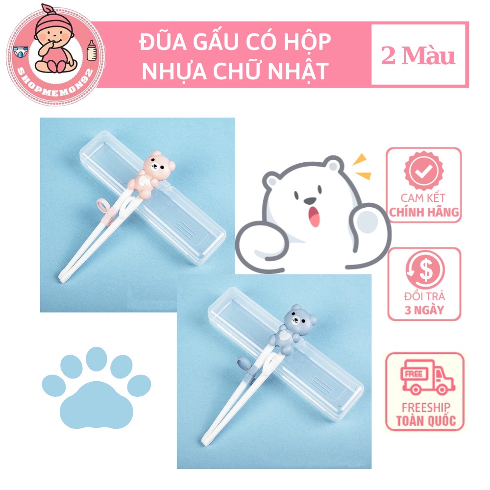 Đũa tập gắp, Đũa tập ăn cho bé hình gấu dễ thương có hộp đựng