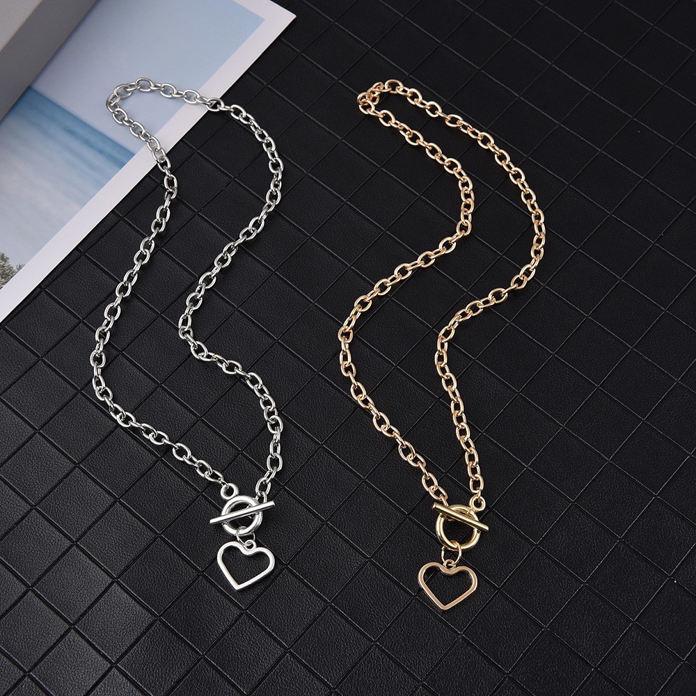 Vòng cổ choker nữ kiểu dáng cá tính - dây chuyền chốt OT mặt trái tim