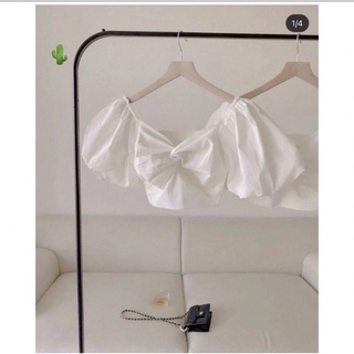 Áo croptop tay bồng tiểu thư xinh xắn