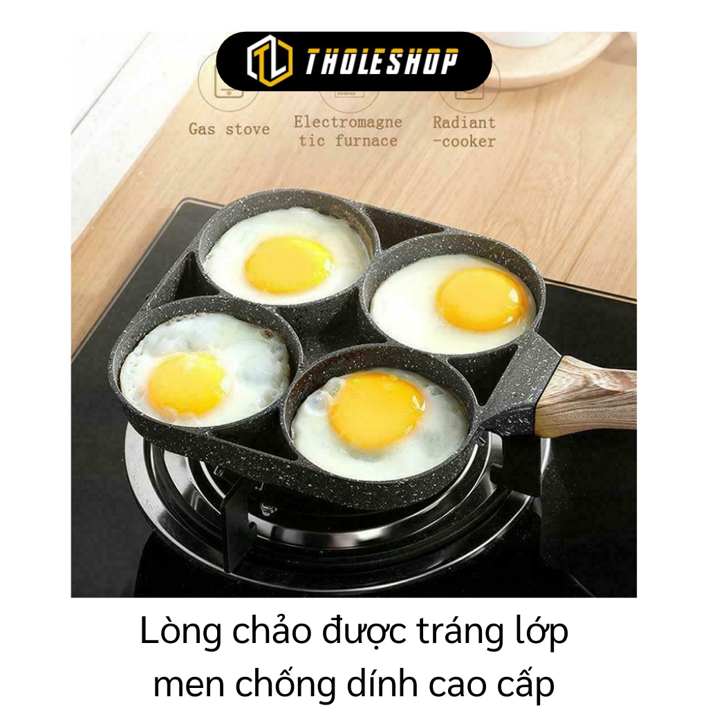 Chảo Làm Bánh - Khuôn Chảo Đá Chống Dính 4 Ngăn Chiên Trứng, Làm Đế Bánh Hamburger 9732