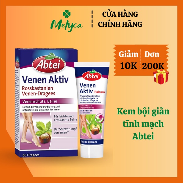 Viên uống, kem bôi giãn tĩnh mạch Abtei Venen Aktiv của Đức - Shop Melyca