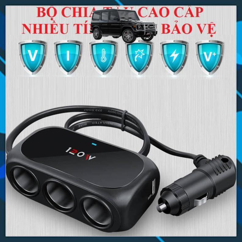 ⚡️Freeship 50k - Toàn quốc⚡️ Bộ chia tẩu thuốc 3 cổng + 2 USB Cao Cấp WT - D23