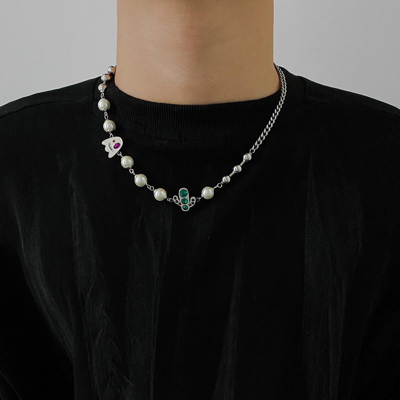 Vòng cổ Thép Titan Mặt Hình Xương Rồng Thời Trang Hip Hop