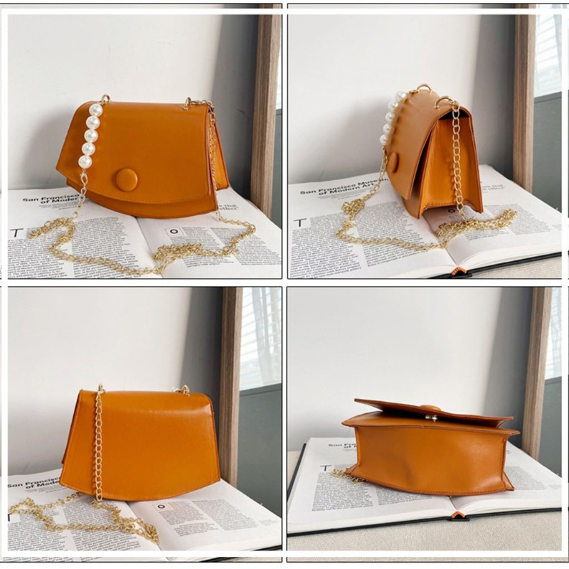 Túi Xách Da PU Phối Dây Xích Đeo Vai Thời Trang Mùa Hè Cho Nữ