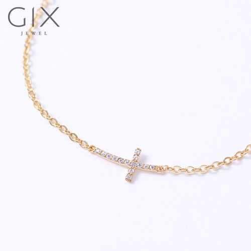 Lắc bạc mạ vàng thánh giá đính đá Cz Gix Jewel LT07