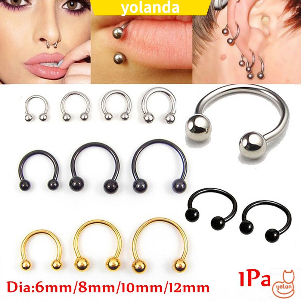 ☆YOLA☆ New Nose Septum Ring Party Hip Hop Lip Nipple Eyebrow Lobe Rings 16 Gauge Stainless Steel Fashion Gift Women Men Body Jewelry Horseshoe Ear Piercings
