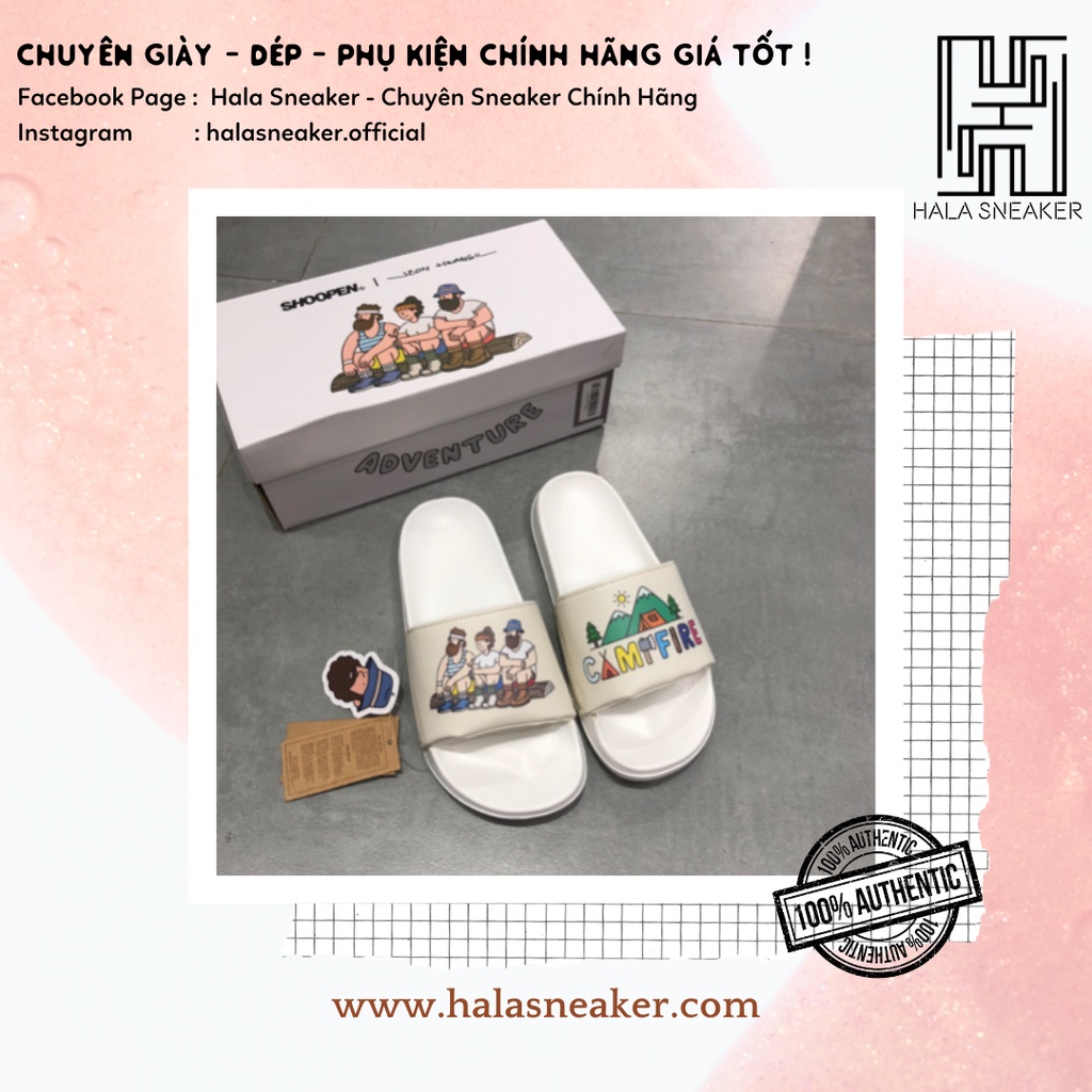 Dép Chính Hãng Shoopen X Jeon Hwang IL Korea Ivory AFDU79S05 - Dép Quai Ngang Authentic Slides - Hala Sneaker