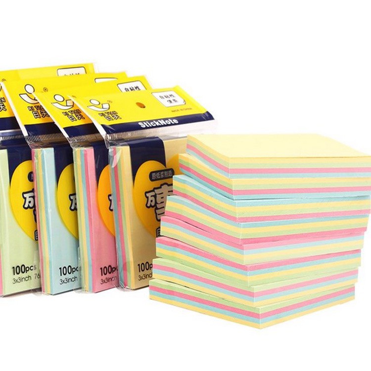 Giấy Note Hình Chữ Nhật - Nhiều Màu Nổi Bật (100 tờ - 3 kích thước)