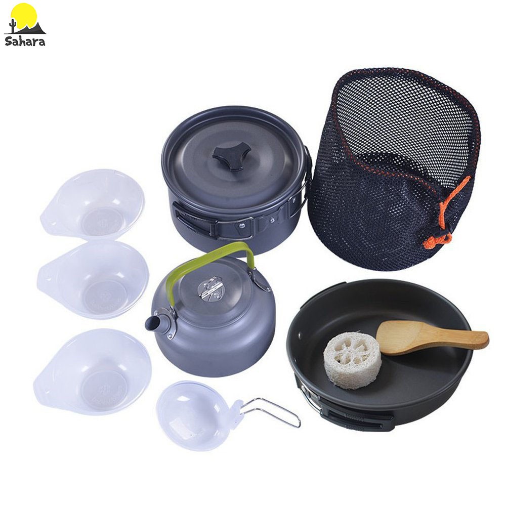 Bộ nồi ấm dã ngoại cắm trại DS-308 dành cho 2-3 người
