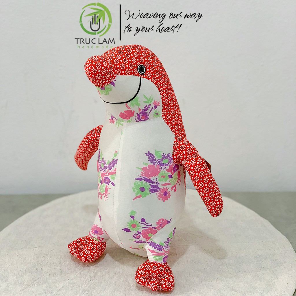 Đồ Chơi Cho Bé Thú Nhồi Bông Hình Con Chim Cánh Cụt Ngộ Nghĩnh Vải Hoa Bông Gòn Cao Cấp - Trúc Lâm Handmade