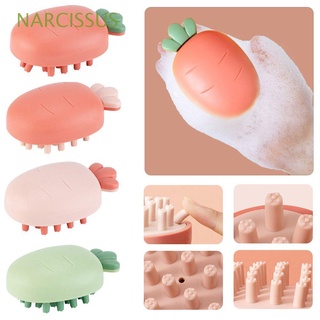 Bàn Chải Tắm Mát Xa Da Đầu Bằng Silicon Hình Củ Cà Rốt Dễ Thương