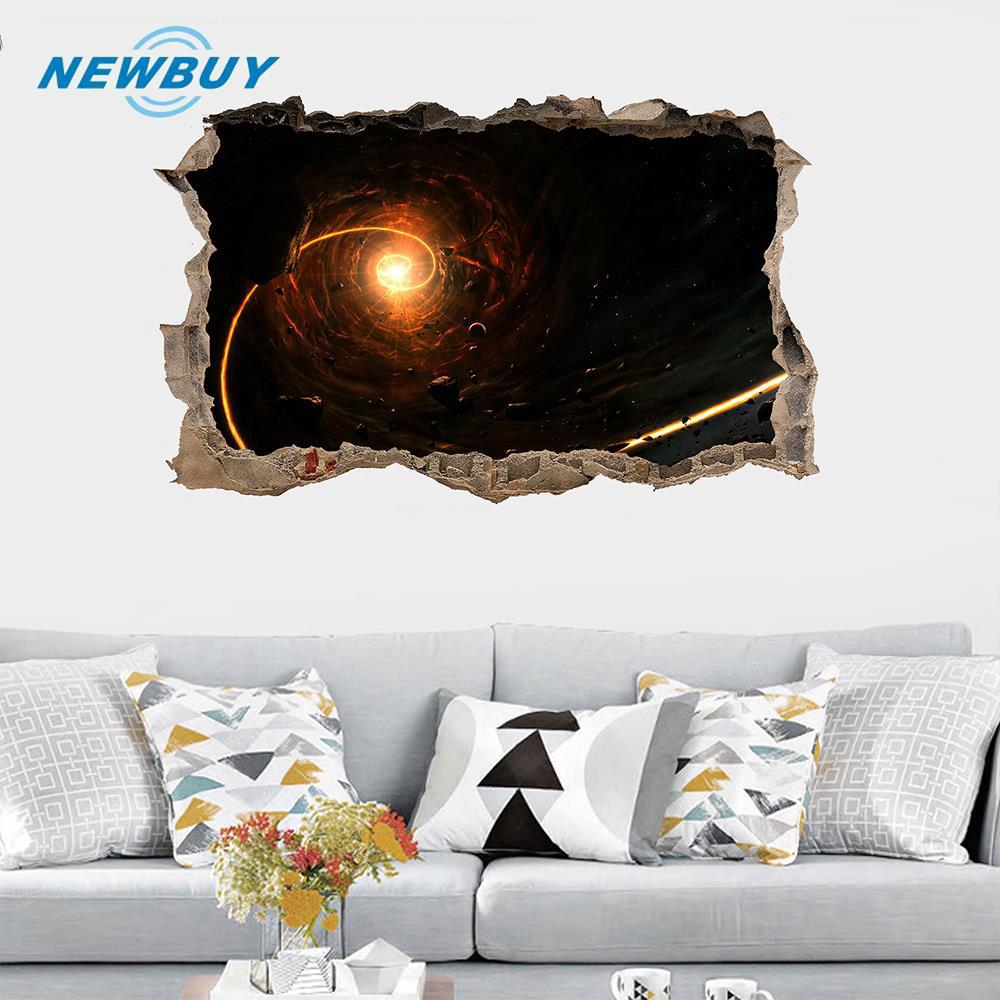 Sticker dán tường họa tiết 3D hình vũ trụ dùng trong trang trí phòng ngủ