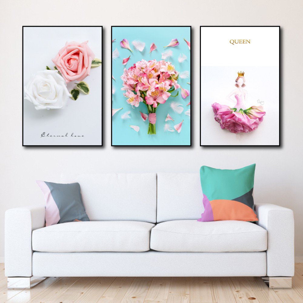 Tranh treo tường canvas Flower Queen decor trang trí phòng khách, phòng ngủ và cầu thang có khung cao cấp khổ lớn 40x60