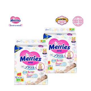 Combo 2 Tã/bỉm dán Merries size S - 82 + 6 miếng (Cho bé 4-8kg)