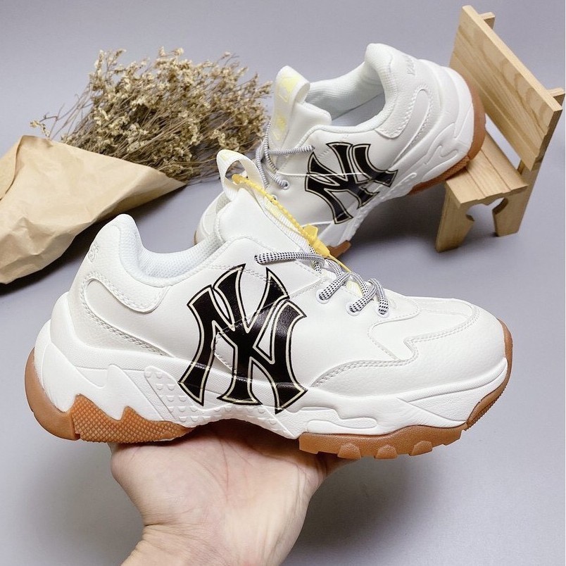 [FREE SHIP] Giày sneaker 𝗠𝗟𝗕 Tăng chiều cao 5cm - Logo Ny Đen Đế Nâu Logo In 3D