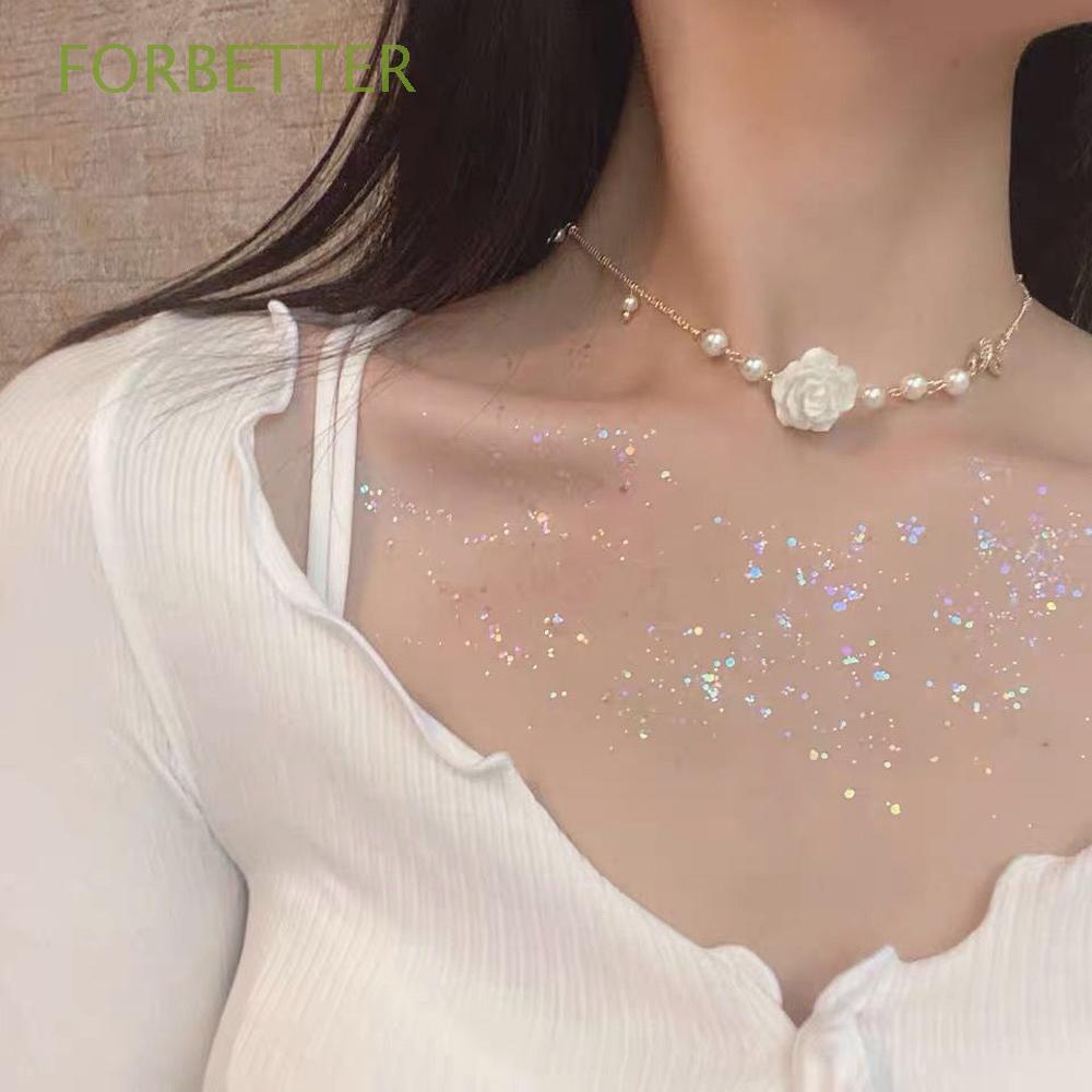vòng cổ Kim Loại Mặt Hình Bươm Bướm Đính Ngọc Trai Giả Thời Trang Cho Nữ