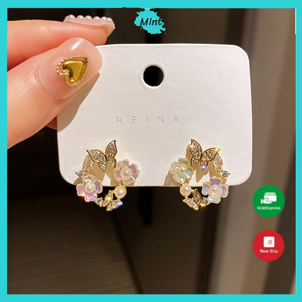 Bông Tai Nữ ❤️KHÔNG GÂY DỊ ỨNG❤️ Khuyên Tai Chuôi Bạc S925 Hình Hoa Tròn Nhỏ Phong Cách Hàn Quốc