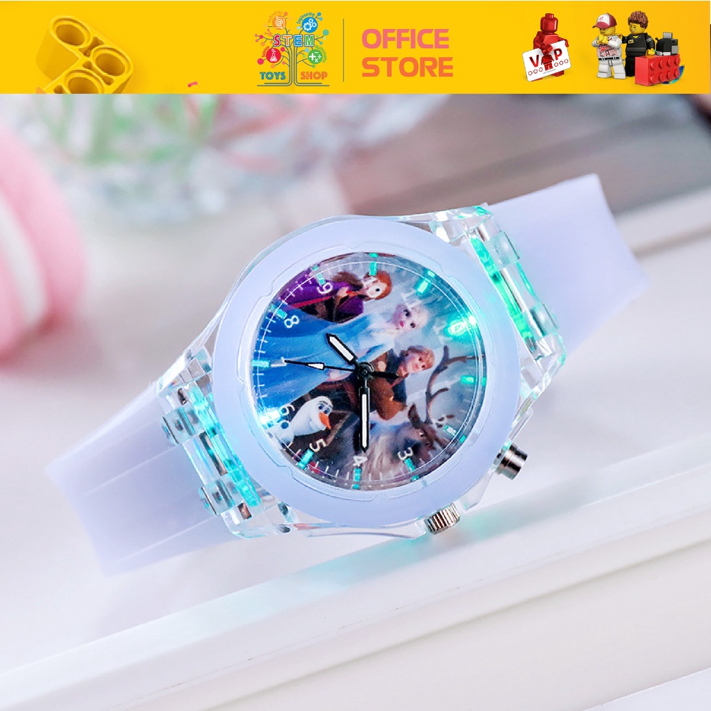 Đồng Hồ Elsa, Hello Kitty,Sofia Dây Đeo Silicon Cho Bé Trai, Bé Gái - Có Đèn Phát Sáng
