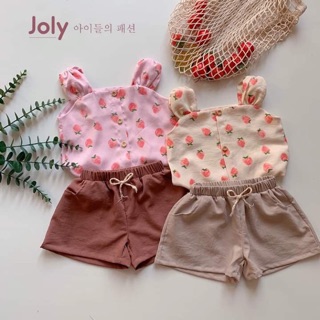 Bộ 2 dây bèo nhún hoạ tiết dâu siêu xinh cho bé🍓