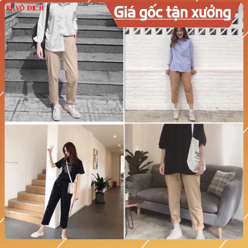 [HOT Quần Baggy Kaki Sắn Gấu Phong Cách Unisex (Nam Nữ Mặc Được)