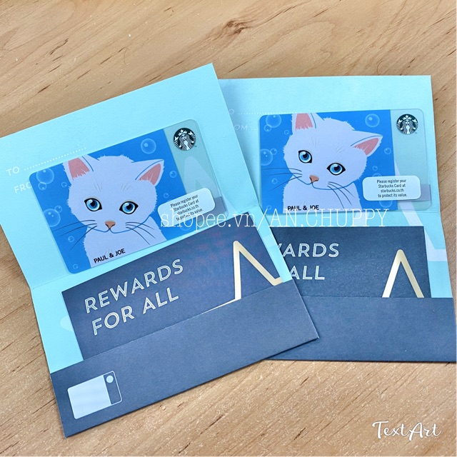Thẻ Starbucks Thái Lan Paul & Joe Cat năm 2018 (kèm thiệp)