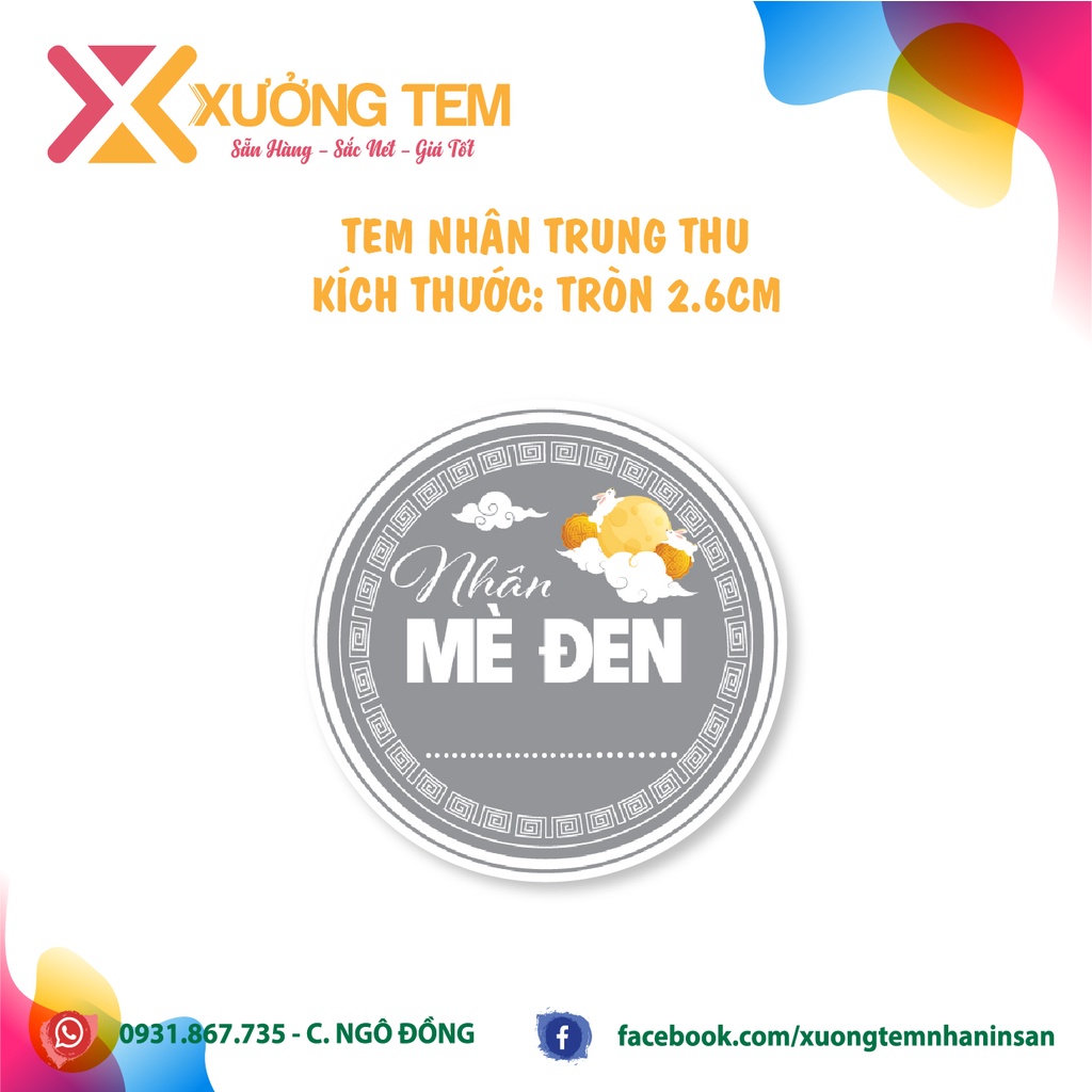 500 Tem Dán, Nhãn Nhân Trung Thu Mới 2022-Cán Bóng Đẹp