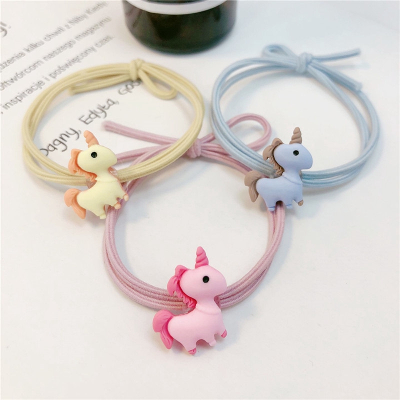 Cartoon Resin Unicorn Rubber Band Rope Nhật Bản và Hàn Quốc nhỏ tươi ISN cao đàn hồi chuông tóc Phụ kiện Bán buôn Phụ nữ