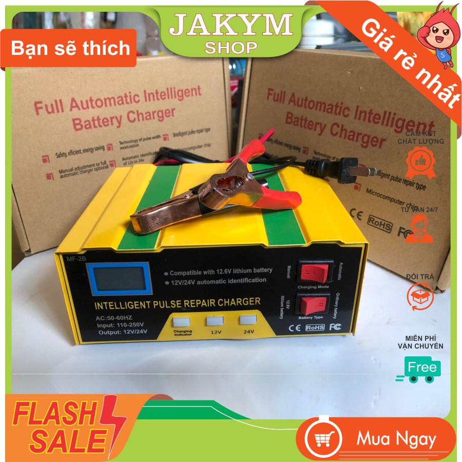 Sạc bình ắc quy 12v tự động ngắt và tự động nhận điện áp bình 12V và 24V