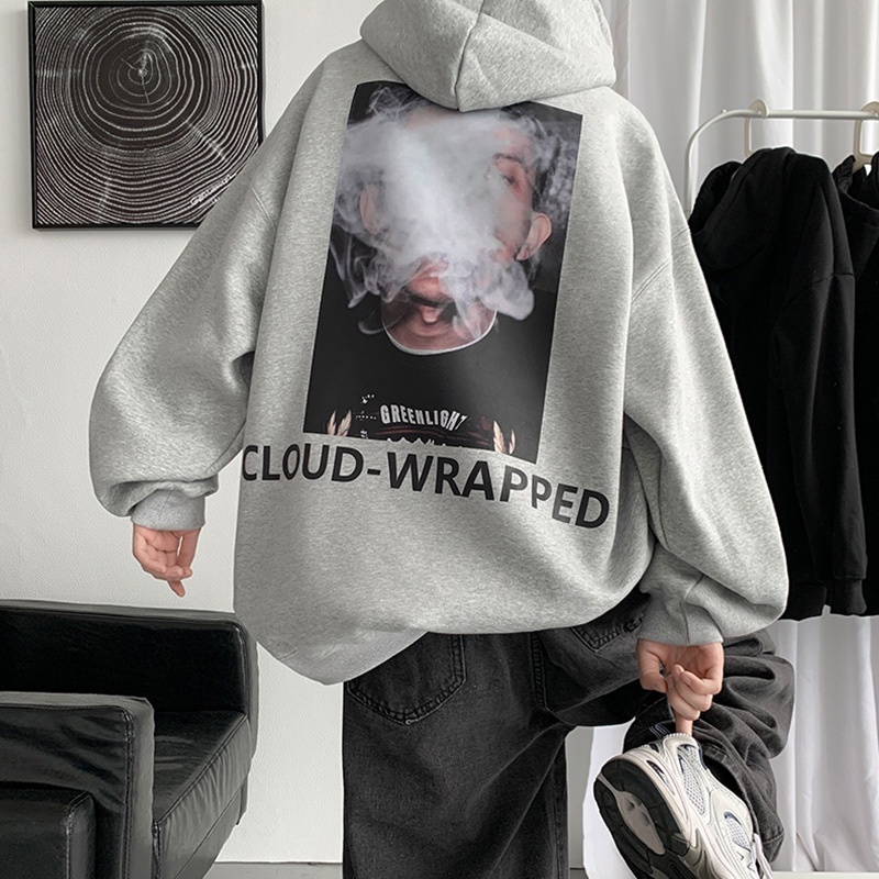 Áo hoodie cotton dáng rộng in họa tiết thời trang đường phố sành điệu cho nam size M-5XL