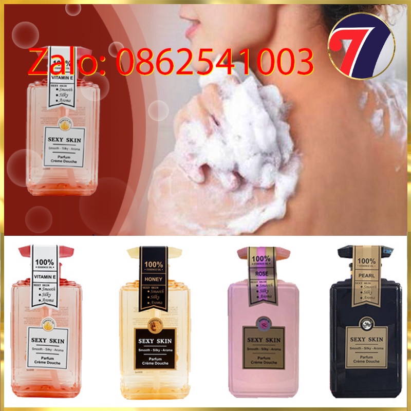 Sữa Tắm Sexy-Skin, Sữa Tắm Dưỡng Ẩm Lưu Hương Nước Hoa pháp (Chai 600ml). Lưu Hương đến 5h