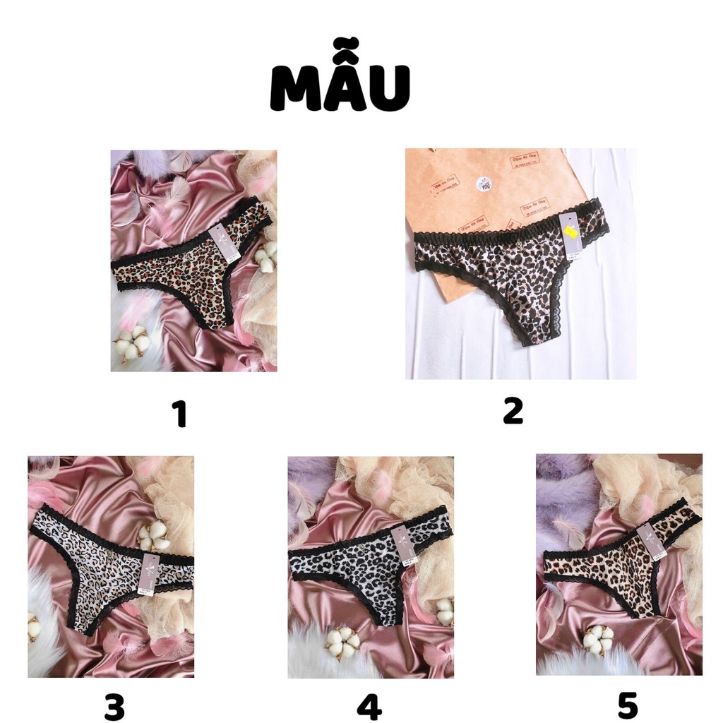Quần Lót Nữ - Quần Lót Nữ Lọt Khe đúc su họa tiết da báo thiết kế phối viền ren DAN STORE MÃ 6032