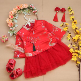 Váy tết hình hạc cho bé bonbon kids