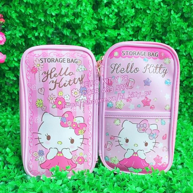 Túi đựng thẻ ATM - hộ chiếu Hello Kitty có dây đeo tay