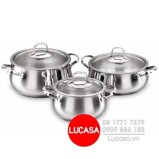 Bộ Nồi Inox Korkmaz Mona JR A1627 - 3 Nồi Có Nắp