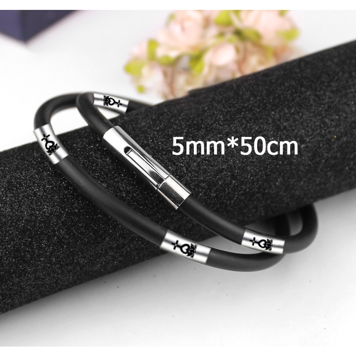 Dây chuyền thiên tâm bằng cao su 5ly bọc 9 khoen inox mang ý nghĩa trường cửu đem lại bình an, may mắn cho người đeo