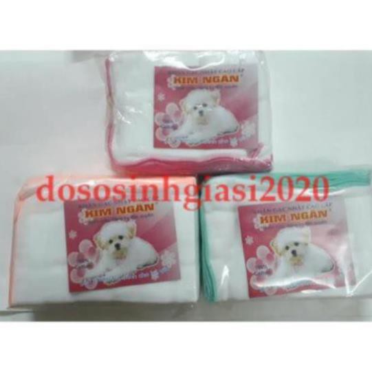 Gói 10 khăn sữa 5 lớp size lớn Kim Ngân con chó trắng (25*35cm)