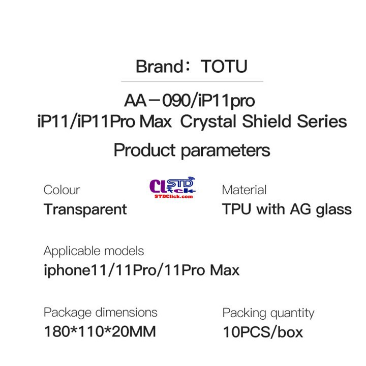 ỐP LƯNG IPHONE 11 PRO MAX - 11 PRO - 11 TOTU CRYSTAL SHEILD LƯNG NHÁM VIỀN DẺO CHÍNH HÃNG HÀNG CHUẨN