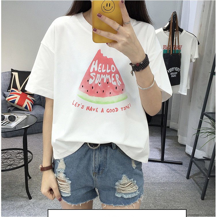 Áo Thun Nữ Unisex In Họa Tiết Dưa Hấu ATN827
