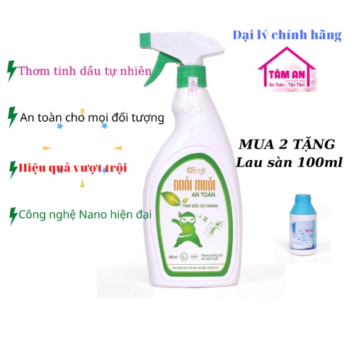 Xịt đuổi muỗi, côn trùng sả chanh cho bé yêu ORENJI 600ml - Phòng chống sốt xuất huyết