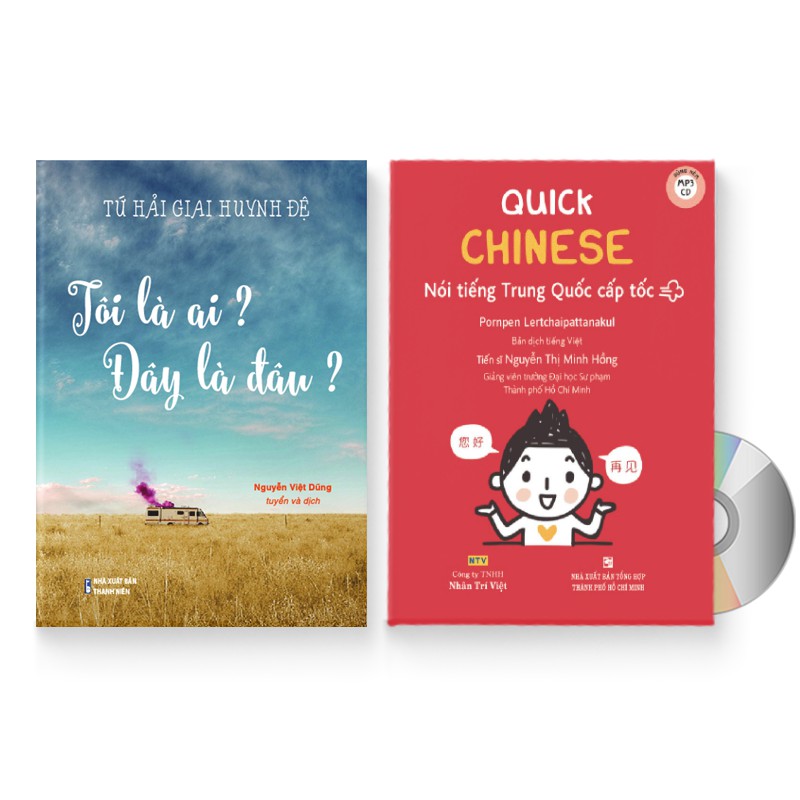 Sách - Combo 2 sách: Tôi là ai? Đây là đâu? + Quick Chinese – Nói tiếng Trung Quốc cấp tốc + DVD quà tặng