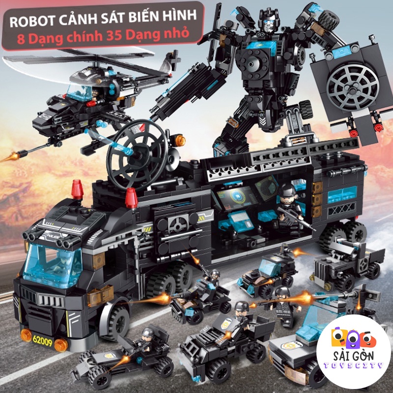 Đồ Chơi Lắp Ráp Kiểu LEGO Mô Hình Cảnh Sát Ưu Tú Swat ROBOT Chiến Đấu/ Máy Bay Trực Thăng/ Xe Chỉ Huy Với 820 PCS