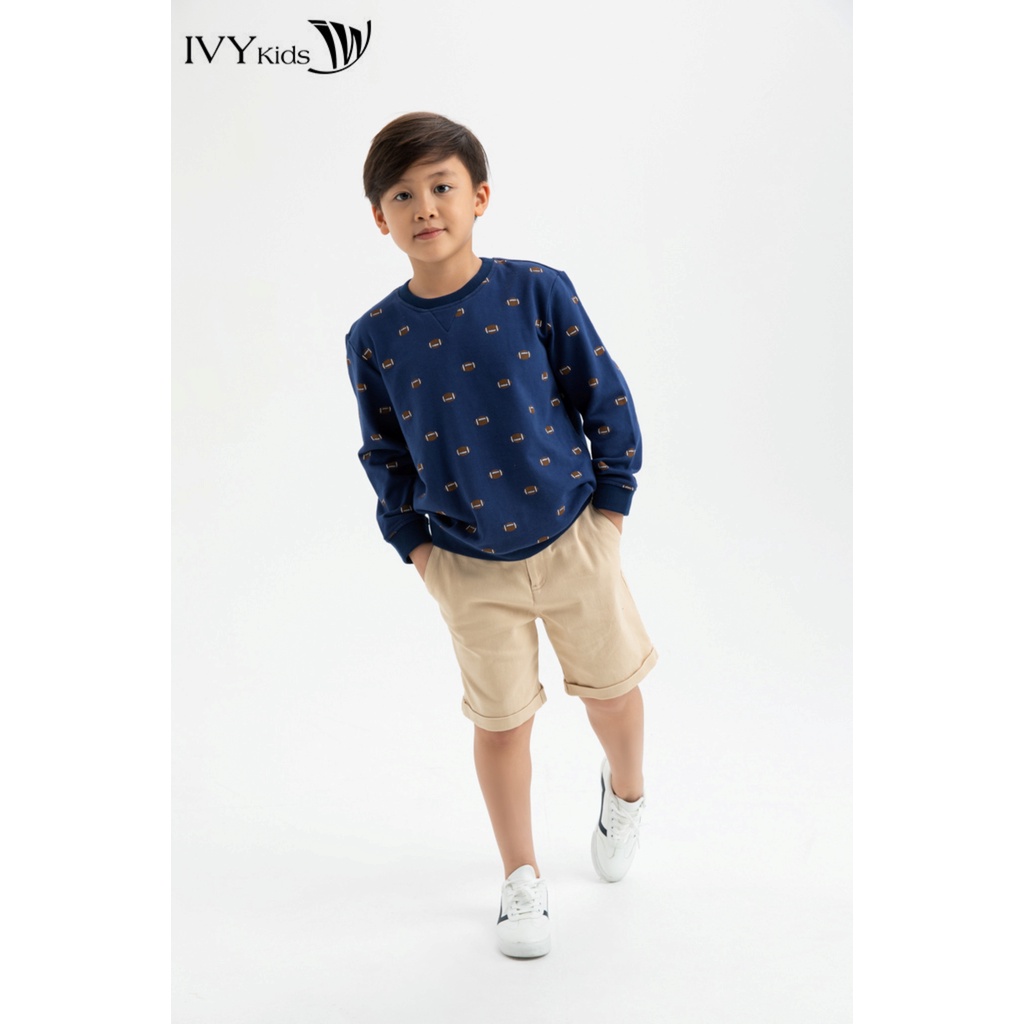 Áo thun họa tiết cổ bo bé trai IVY moda MS 58K1155